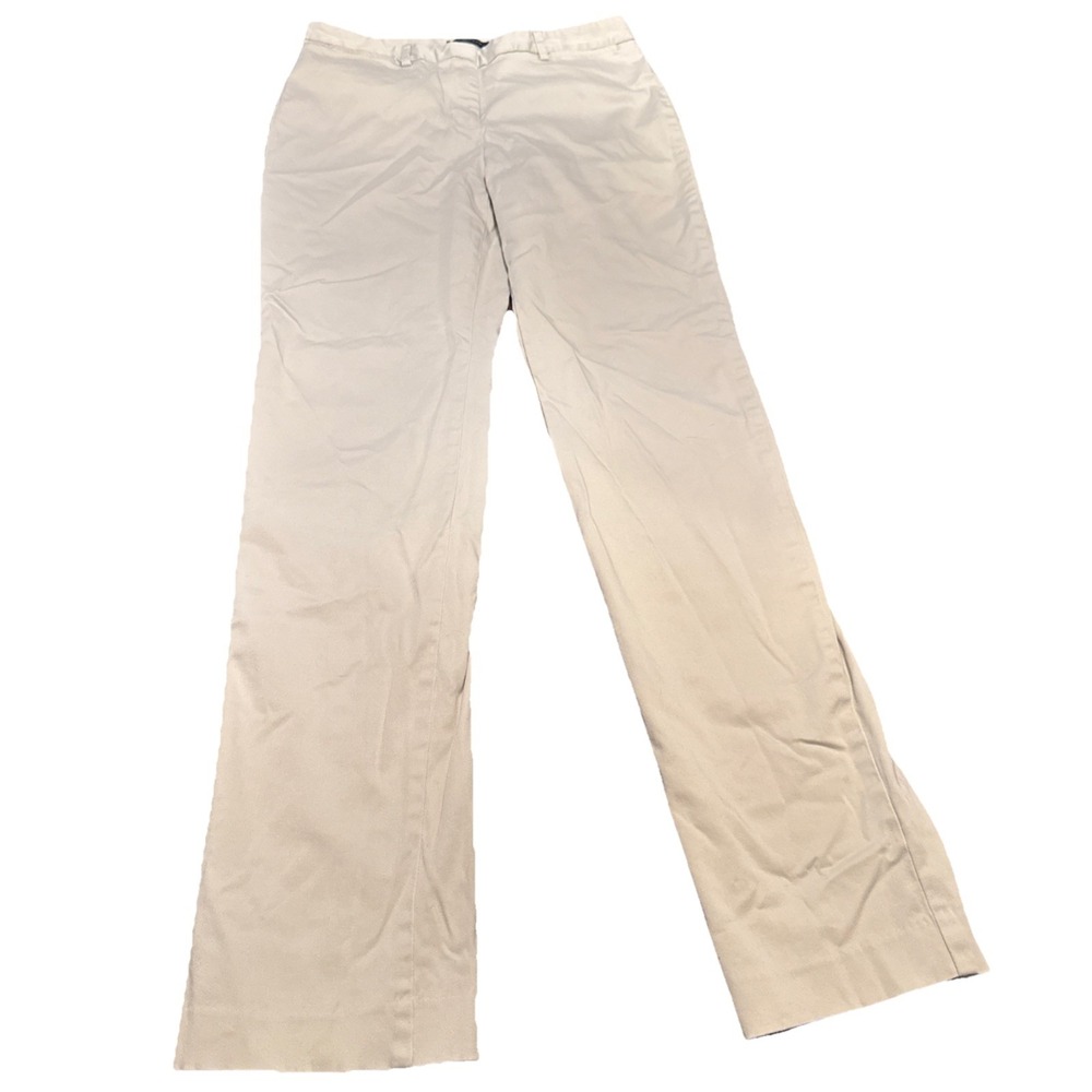 Lands' End Women's White Dress Pants‎ Size 6 100% Cotton Straight Leg Trousers